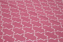 Geometric Duri Pink Geometric Cotton Wool Handmade Area Rug 9'1'' x 11'11''