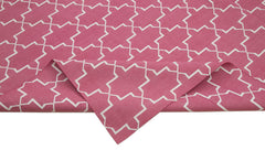 Geometric Duri Pink Geometric Cotton Wool Handmade Area Rug 9'1'' x 11'11''