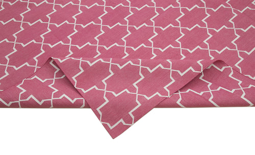Geometric Duri Pink Geometric Cotton Wool Handmade Area Rug 9'1'' x 11'11''