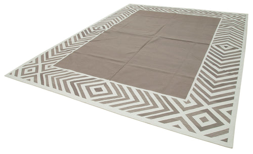Geometric Duri Brown Geometric Cotton Wool Handmade Area Rug 9'2'' x 12'2''