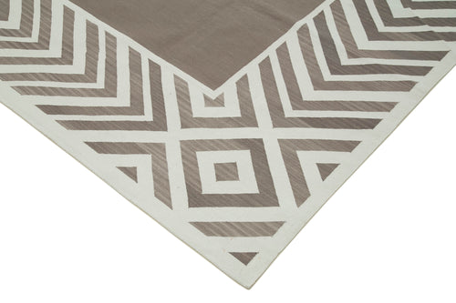 Geometric Duri Brown Geometric Cotton Wool Handmade Area Rug 9'2'' x 12'2''