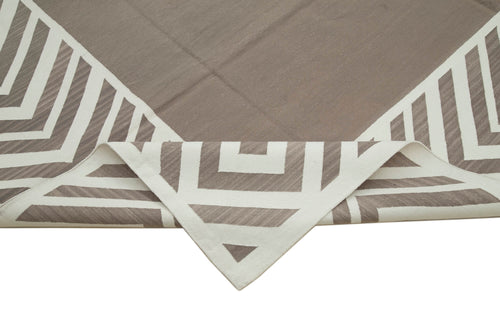 Geometric Duri Brown Geometric Cotton Wool Handmade Area Rug 9'2'' x 12'2''