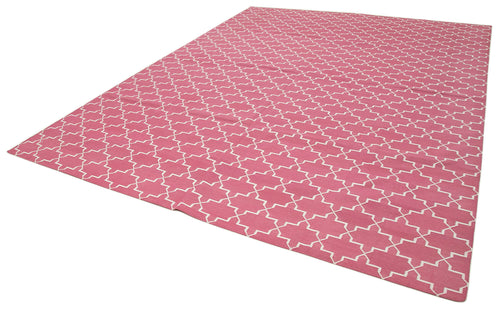 Geometric Duri Pink Geometric Cotton Wool Handmade Area Rug 9'0'' x 11'10''