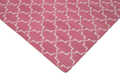 Geometric Duri Pink Geometric Cotton Wool Handmade Area Rug 9'0'' x 11'10''