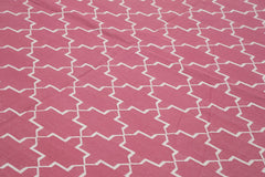 Geometric Duri Pink Geometric Cotton Wool Handmade Area Rug 9'0'' x 11'10''