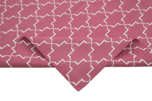 Geometric Duri Pink Geometric Cotton Wool Handmade Area Rug 9'0'' x 11'10''