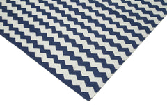 Geometric Duri Blue Geometric Cotton Wool Handmade Area Rug 8'11'' x 11'10''
