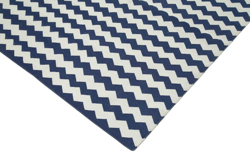 Geometric Duri Blue Geometric Cotton Wool Handmade Area Rug 8'11'' x 11'10''