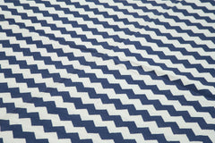 Geometric Duri Blue Geometric Cotton Wool Handmade Area Rug 8'11'' x 11'10''