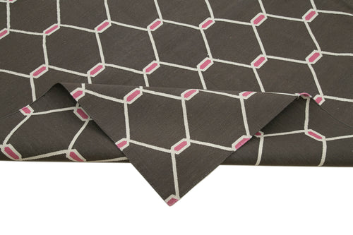 Geometric Duri Brown Geometric Cotton Wool Handmade Area Rug 9'1'' x 11'9''