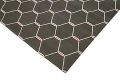 Geometric Duri Brown Geometric Cotton Wool Handmade Area Rug 9'1'' x 11'7''