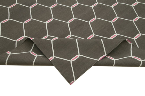 Geometric Duri Brown Geometric Cotton Wool Handmade Area Rug 9'1'' x 11'7''