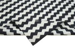 Geometric Duri Black Geometric Cotton Wool Handmade Area Rug 8'10'' x 11'10''