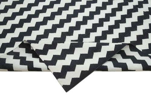 Geometric Duri Black Geometric Cotton Wool Handmade Area Rug 8'10'' x 11'10''