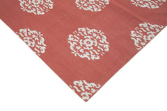 Geometric Duri Red Geometric Cotton Wool Handmade Area Rug 8'10'' x 11'10''