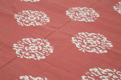 Geometric Duri Red Geometric Cotton Wool Handmade Area Rug 8'10'' x 11'10''