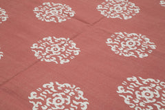 Handmade Area Rug - Red Geometric Cotton Wool Carpet 9'1'' x 11'7'' | Durable Hand Knotted Rug