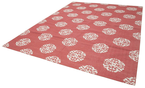 Geometric Duri Red Geometric Cotton Wool Handmade Area Rug 9'1'' x 11'10''