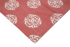 Geometric Duri Red Geometric Cotton Wool Handmade Area Rug 9'1'' x 11'10''