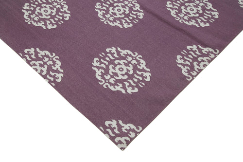 Geometric Duri Purple Geometric Cotton Wool Handmade Area Rug 9'3'' x 11'7''