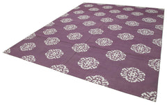 Geometric Duri Purple Geometric Cotton Wool Handmade Area Rug 9'1'' x 11'10''