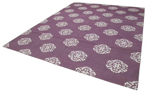 Geometric Duri Purple Geometric Cotton Wool Handmade Area Rug 9'1'' x 11'10''