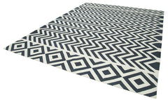 Geometric Duri Black Geometric Cotton Wool Handmade Area Rug 9'1'' x 11'11''