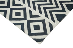 Geometric Duri Black Geometric Cotton Wool Handmade Area Rug 9'1'' x 11'11''