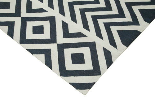 Geometric Duri Black Geometric Cotton Wool Handmade Area Rug 9'1'' x 11'11''