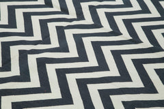 Geometric Duri Black Geometric Cotton Wool Handmade Area Rug 9'1'' x 11'11''