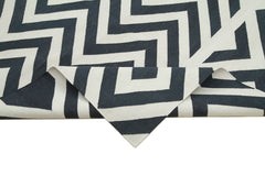 Geometric Duri Black Geometric Cotton Wool Handmade Area Rug 9'1'' x 11'11''