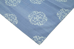 Geometric Duri Blue Geometric Cotton Wool Handmade Area Rug 8'11'' x 11'9''