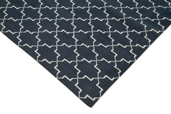 Geometric Duri Black Geometric Cotton Wool Handmade Area Rug 9'1'' x 11'10''