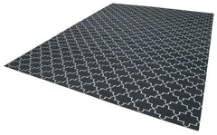 Geometric Duri Black Geometric Cotton Wool Handmade Area Rug 9'2'' x 12'0''