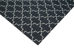 Geometric Duri Black Geometric Cotton Wool Handmade Area Rug 9'2'' x 12'0''