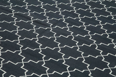 Geometric Duri Black Geometric Cotton Wool Handmade Area Rug 9'2'' x 12'0''