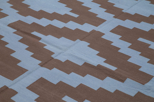 Geometric Duri Brown Geometric Cotton Wool Handmade Area Rug 9'1'' x 11'11''