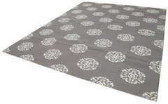 Geometric Duri Grey Geometric Cotton Wool Handmade Area Rug 9'1'' x 11'8''