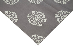 Geometric Duri Grey Geometric Cotton Wool Handmade Area Rug 9'1'' x 11'8''