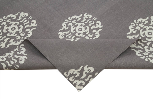 Geometric Duri Grey Geometric Cotton Wool Handmade Area Rug 9'1'' x 11'8''