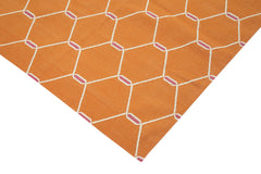 Geometric Duri Orange Geometric Cotton Wool Handmade Area Rug 8'11'' x 11'11''