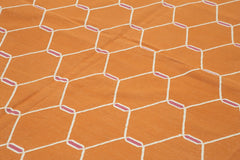 Geometric Duri Orange Geometric Cotton Wool Handmade Area Rug 8'11'' x 11'11''