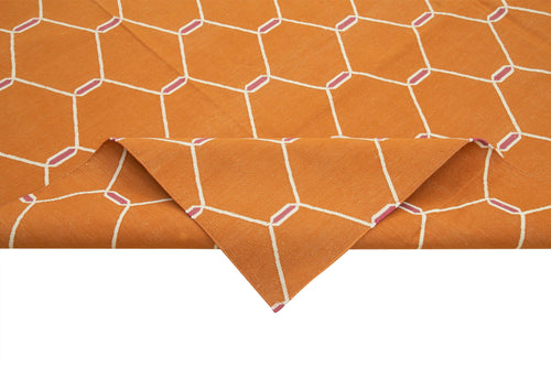 Geometric Duri Orange Geometric Cotton Wool Handmade Area Rug 8'11'' x 11'11''