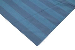 Geometric Duri Blue Geometric Cotton Wool Handmade Area Rug 8'11'' x 12'1''