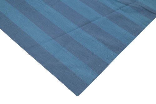 Geometric Duri Blue Geometric Cotton Wool Handmade Area Rug 8'11'' x 12'1''