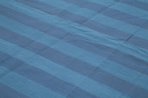 Geometric Duri Blue Geometric Cotton Wool Handmade Area Rug 8'11'' x 12'1''