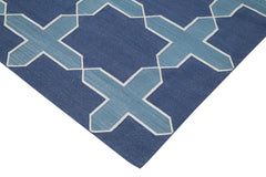 Geometric Duri Blue Geometric Cotton Wool Handmade Area Rug 9'2'' x 11'9''