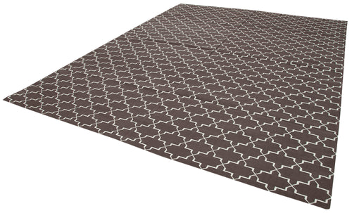 Geometric Duri Brown Geometric Cotton Wool Handmade Area Rug 9'4'' x 11'11''