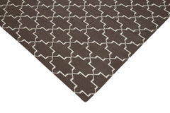 Geometric Duri Brown Geometric Cotton Wool Handmade Area Rug 9'4'' x 11'11''