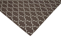 Geometric Duri Brown Geometric Cotton Wool Handmade Area Rug 9'3'' x 11'11''
